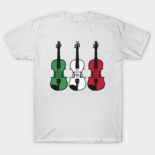 Violin Italian Flag Violinist Musician Italy T-Shirt by doodlerob